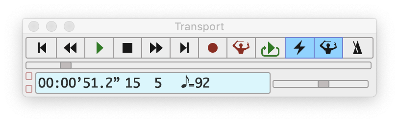 Cliccando sull'icona a forma di Play con il percorso circolare intorno si entra in modalità Loop e, cliccandola di nuovo, se ne esce.