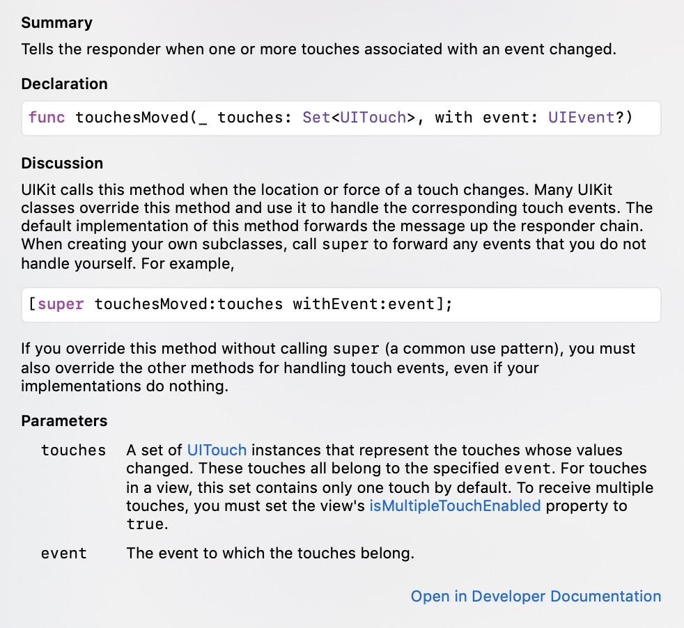 Similar method to the touchesBegan one