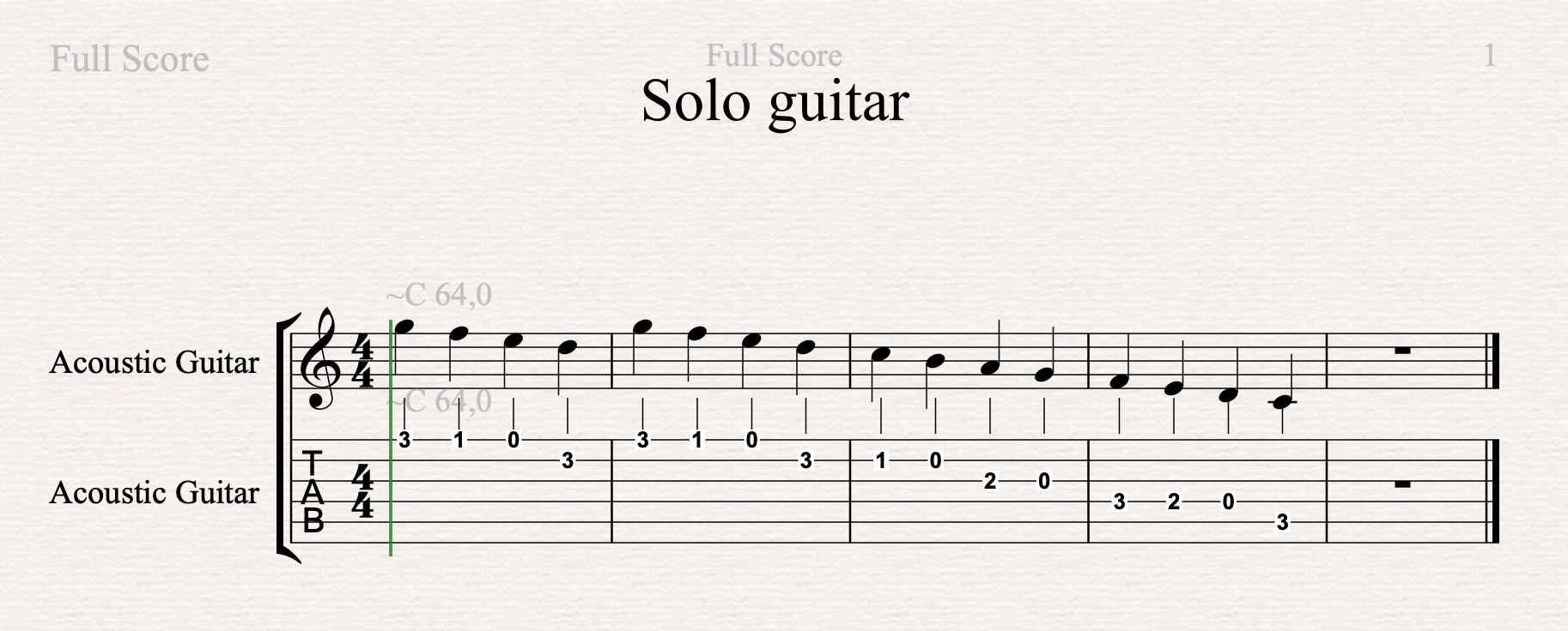 Risultato in partitura