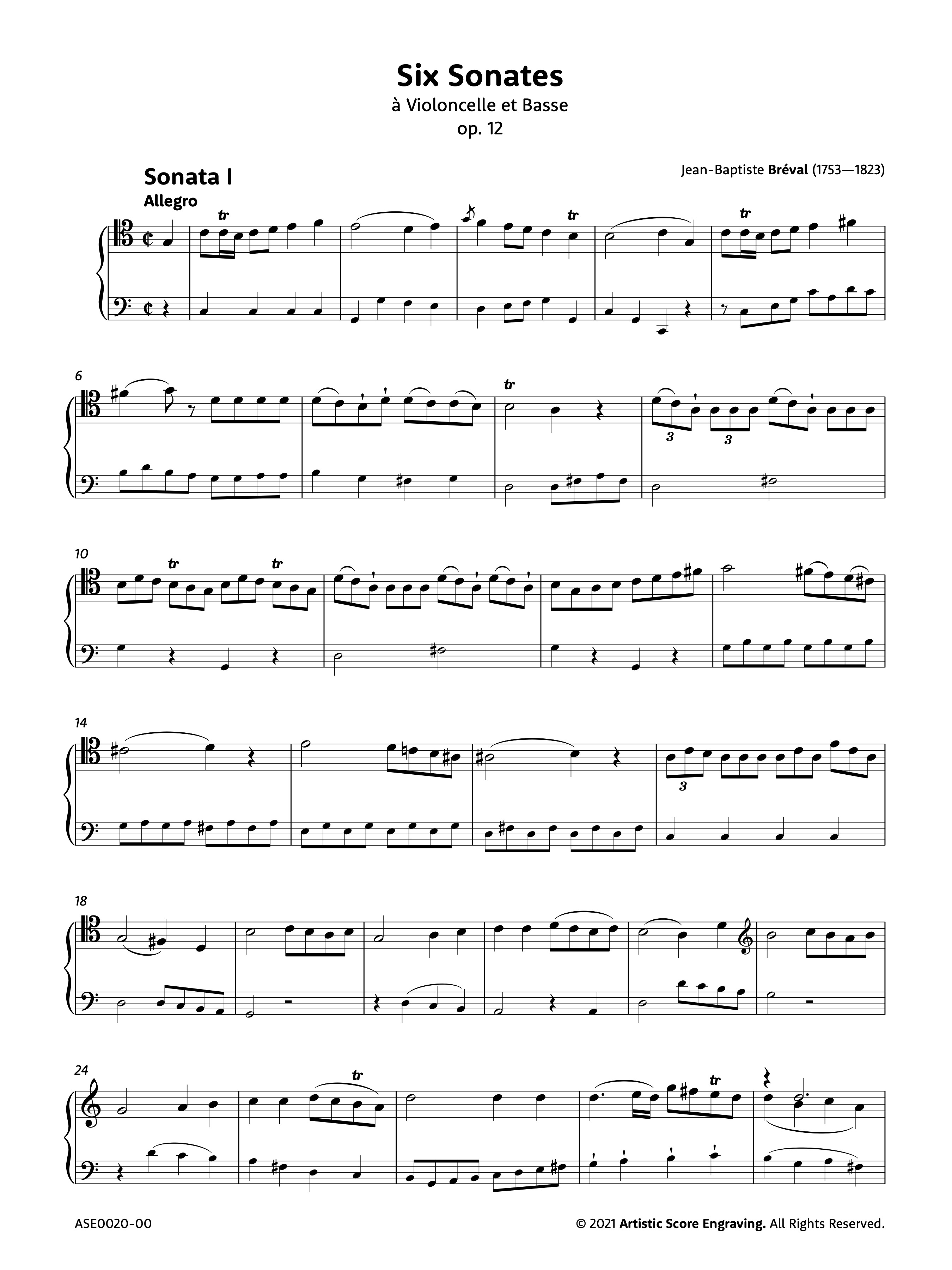 First page from Sonata Op. 12 n° 1 in C major