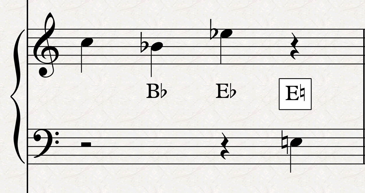 Here the E is restored to the middle position with the left foot