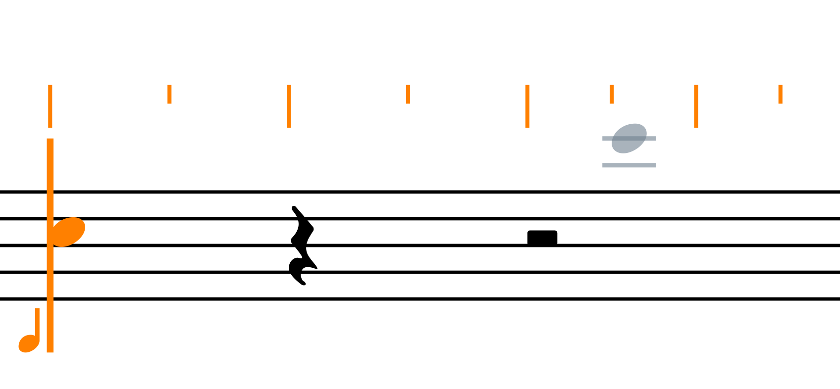 Non si può vedere il puntatore in questa immagine, ma si trova esattamente sulla nota grigia.