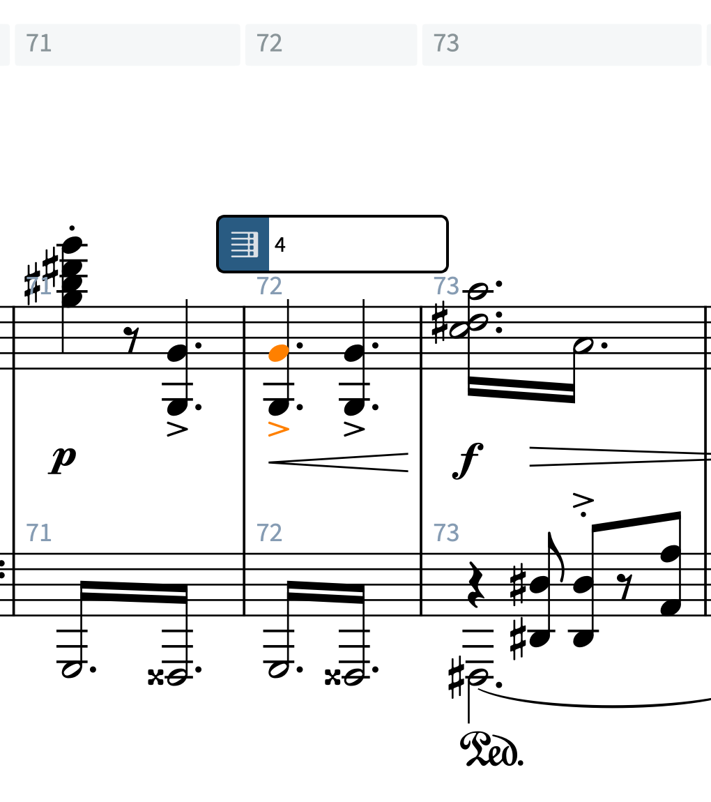 This will add four bars before bar 72!