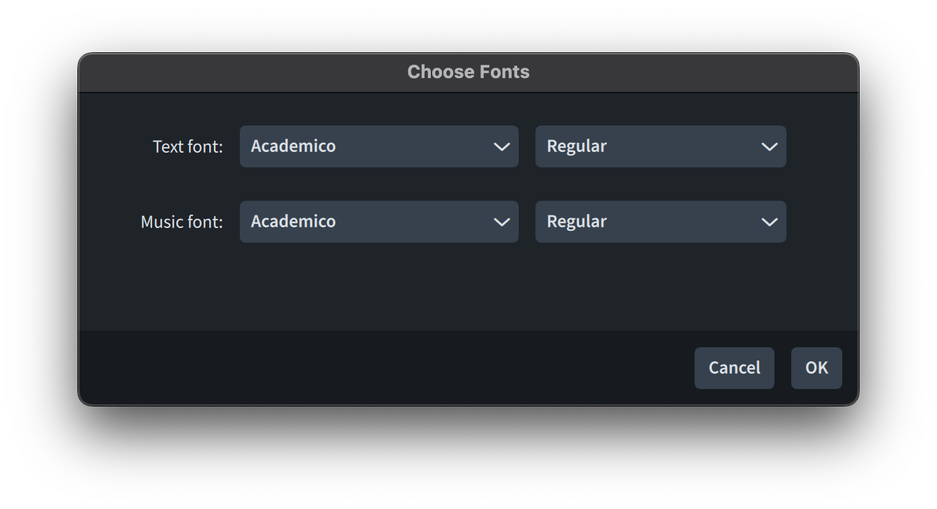 Be careful that, at this stage, both fonts are set to a text font. Perhaps a bug lurking here?